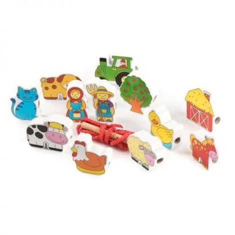 Margele de insirat din lemn, Ferma, Viga Toys - poza 3