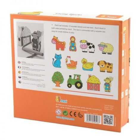 Margele de insirat din lemn, Ferma, Viga Toys - poza 4