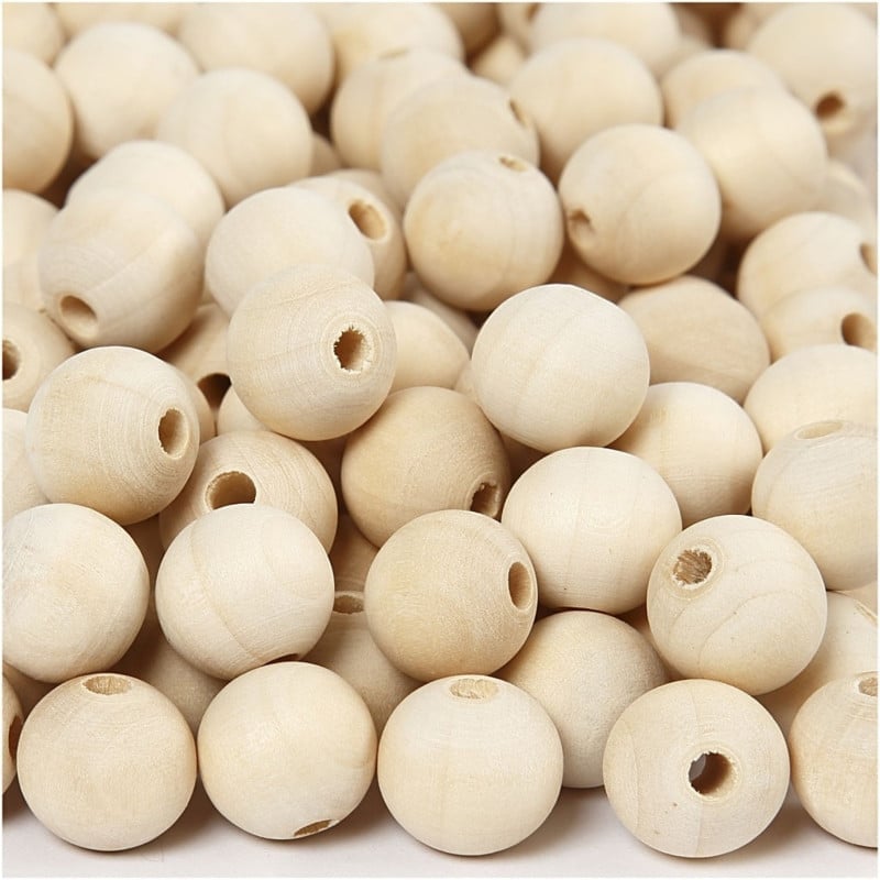 Margele din lemn pentru activitati crafts, 25 piese, 12 mm