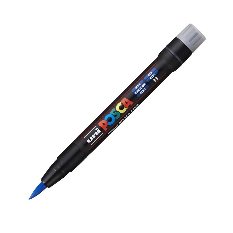 Marker cu varf tip pensula UNI Posca Brush PCF-350,albastru