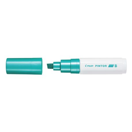 Marker cu vopsea pe baza de apa, varf tesit 8mm Pilot Pintor Metalic, verde metalizat