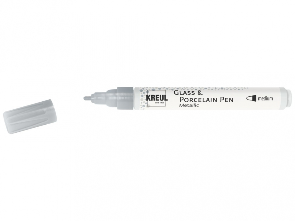 Marker Kreul Metallic Medium pentru sticla si portelan, varf mediu 2-4 mm, 10 culori