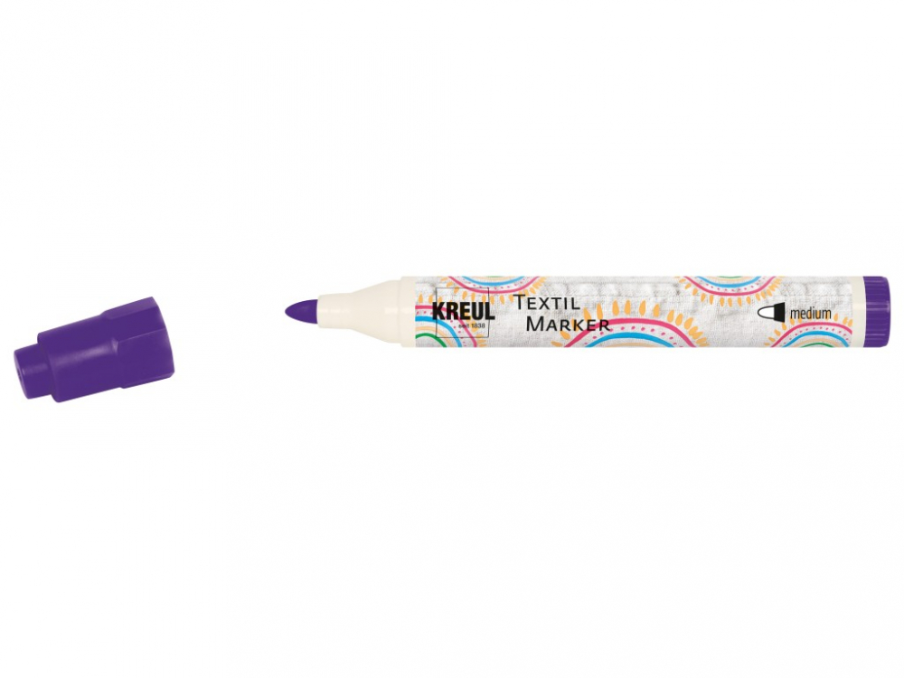 Marker Kreul pentru textile, varf mediu 2-4mm, 18 culori