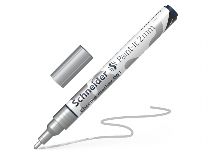 Marker permanent metalic cu varf rotund,model Chrome Schneider Paint-It 061