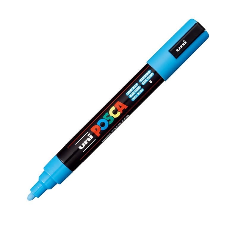 Marker UNI PC-5M Posca, 1.8-2.5 mm,varf mediu,albastru deschis