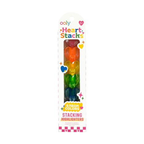 Markere intercalabile Inimioare - set 6 culori neon - Heart - poza 1