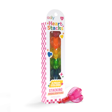 Markere intercalabile Inimioare - set 6 culori neon - Heart - poza 2