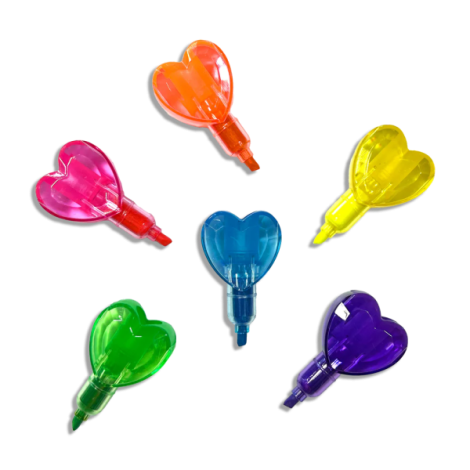 Markere intercalabile Inimioare - set 6 culori neon - Heart - poza 4