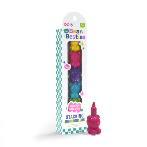 Markere intercalabile Ursuleti - set 5 culori neon - Bear Besties - poza 2