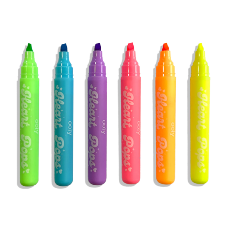 Markere - set 6 culori neon - Inimioare, Heart Pops - poza 3