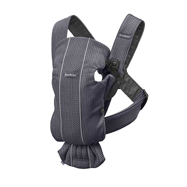 Marsupiu anatomic BabyBjorn Mini, cu pozitii multiple de purtare – Anthracite, 3D Mesh