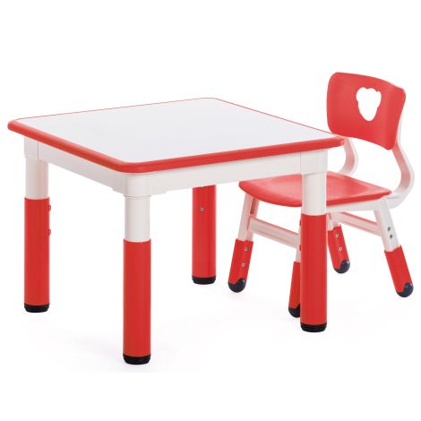 Masa alb-rosu patrata din plastic reglabila mas 1-3 pentru gradinita - poza 2