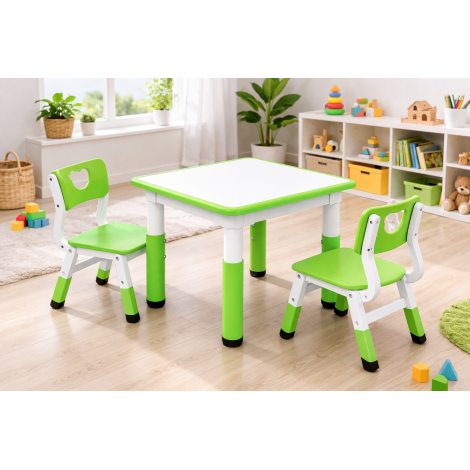 Masa alb-verde patrata din plastic reglabila mas 1-3 pentru gradinita - poza 4