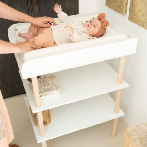 Masa de infasat Childhome Natural Alb - poza 4