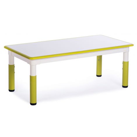 Masa dreptunghiulara alb-verde lime din plastic reglabila marimea 1-3 pentru gradinita - poza 2