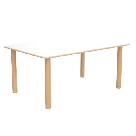 Masa dreptunghiulara Flexi 120x80 cm, cu blat gros HPL, ajustabila mas 0-3, blat alb, picioare culoare fag, gradinita - poza 2