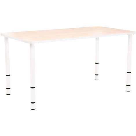 Masa dreptunghiulara reglabila 4 trepte mas 0-3, 40-58 cm inaltime, cant alb, pentru 6 copii, gradinita - poza 1