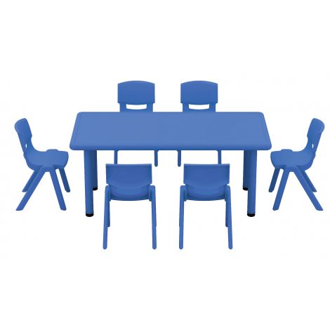 Masa dreptunghiulara reglabila din plastic pentru gradinita, 40-60 cm, albastru - poza 3