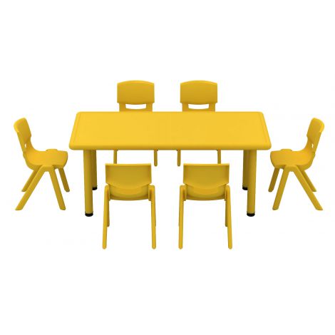 Masa dreptunghiulara reglabila din plastic pentru gradinita, 40-60 cm, galben