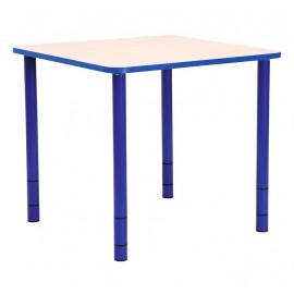 Masa gradinita - Bambino - Patrata - Cant colorat - Inaltime reglabila - Marimea 0-3 – Albastru