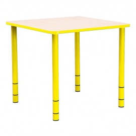 Masa gradinita - Bambino - Patrata - Cant colorat - Inaltime reglabila - Marimea 0-3 – Galben