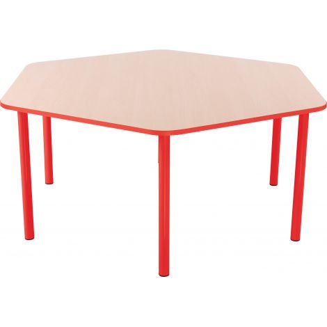 Masa hexagonala Bambino 46 cm cu cant rosu