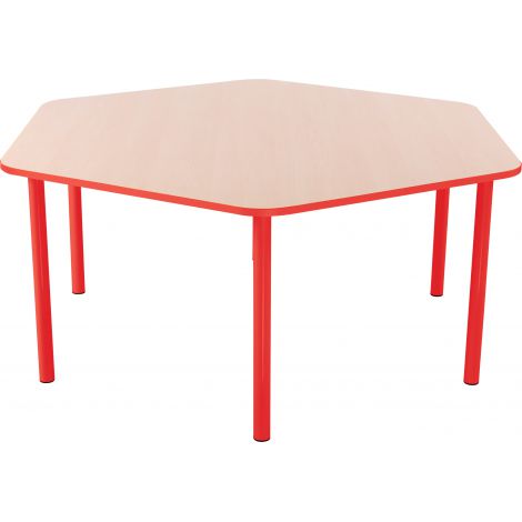 Masa hexagonala Bambino 52 cm cu cant rosu