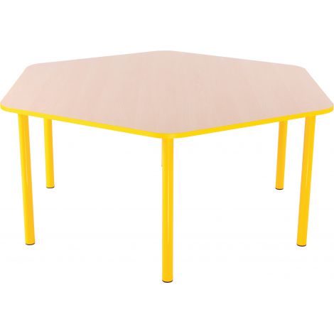 Masa hexagonala Bambino 58 cm cu cant galben