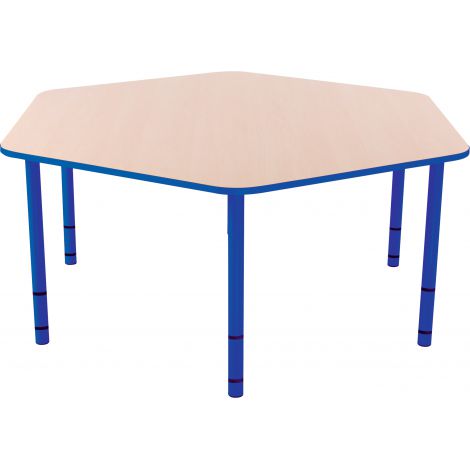 Masa hexagonala Bambino reglabila 40 - 58 cm cu cant albastru