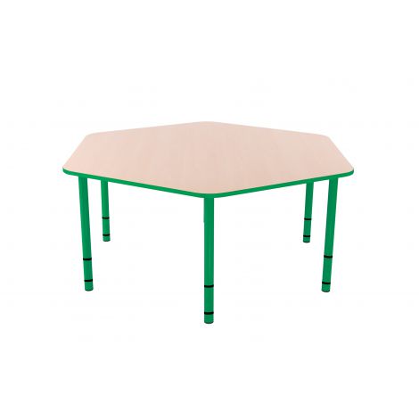Masa hexagonala Bambino reglabila 40 - 58 cm cu cant verde