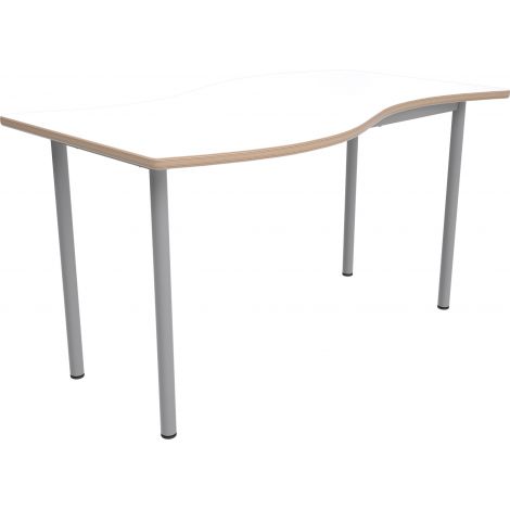 Masa Mila Wave HPL mare 140 x 72 cm, marime 6, alba, colturi rotunjite, pentru 4 elevi - poza 1
