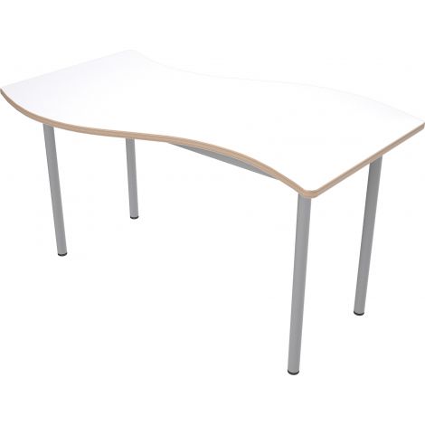 Masa Mila Wave HPL mare 140 x 72 cm, marime 6, alba, colturi rotunjite, pentru 4 elevi - poza 2