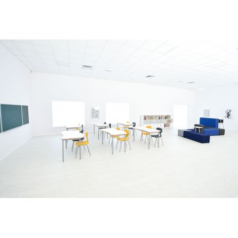 Masa Mila Wave HPL mare 140 x 72 cm, marime 6, alba, colturi rotunjite, pentru 4 elevi - poza 3