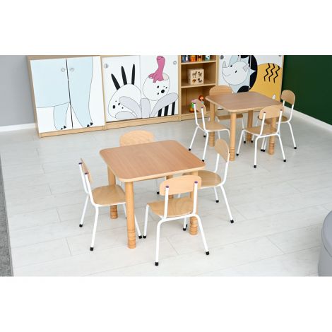 Masa patrata Flexi 60x60 cm, cu blat gros, ajustabila mas 0-3, gradinita - poza 4