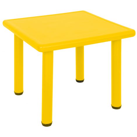 Masa patrata reglabila din plastic pentru gradinita, 40-60 cm, galben - poza 1