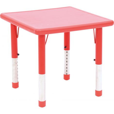 Masa patrata reglabila din plastic pentru gradinita, 40-60 cm, rosu