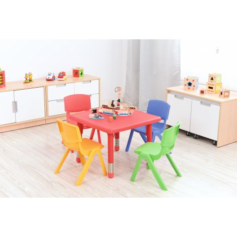 Masa patrata reglabila din plastic pentru gradinita, 40-60 cm, rosu - poza 3
