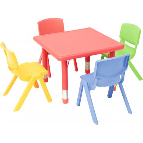 Masa patrata reglabila din plastic pentru gradinita, 40-60 cm, rosu - poza 5