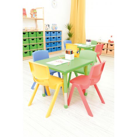 Masa patrata reglabila din plastic pentru gradinita, 40-60 cm, verde - poza 3