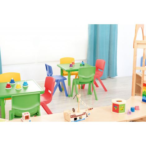 Masa patrata reglabila din plastic pentru gradinita, 40-60 cm, verde - poza 4