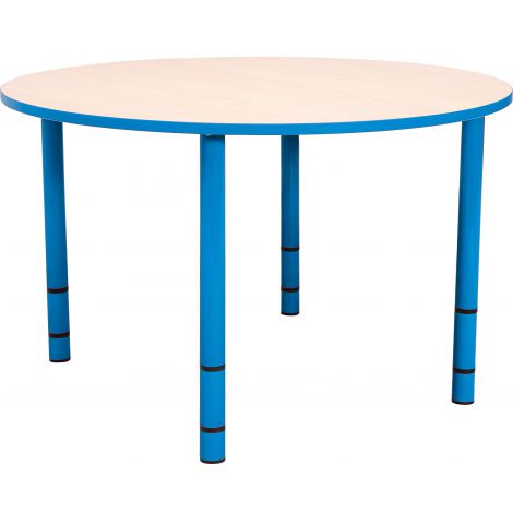 Masa rotunda Bambino reglabila 40 - 58 cm cu cant bleu