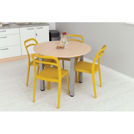 Masa rotunda, diam 100 cm, inaltime 76 cm, culoare artar, scoala, sala asteptare - poza 5
