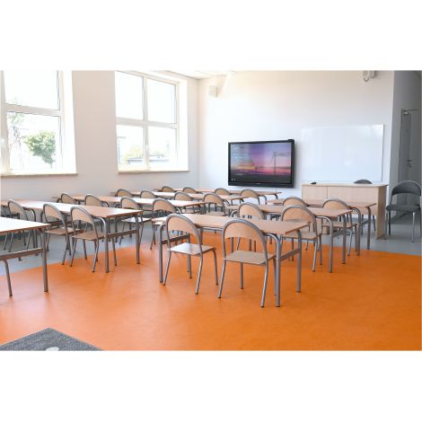 Masa scolara D 130x50 cm, 2 elevi, ajustabila in 3 trepte 64, 71 si 76 cm, blat HPL artar, colturi drepte - poza 5