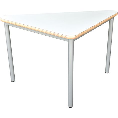Masa scolara triunghiulara 80 x 80 x 108 cm, colturi rotunjite, masura 6, blat HPL alb - poza 1