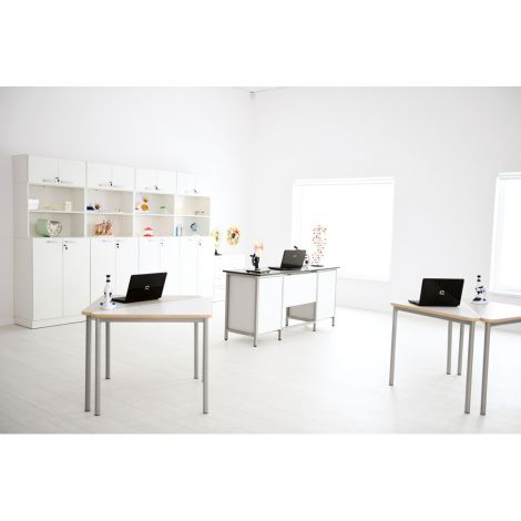 Masa scolara triunghiulara 80 x 80 x 108 cm, colturi rotunjite, masura 6, blat HPL alb - poza 2