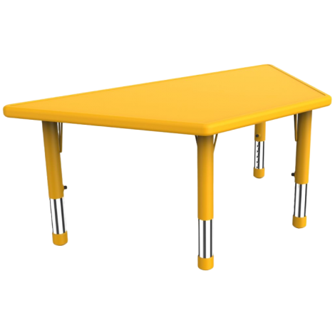 Masa trapezoidala galbena din plastic reglabila marimea 1-3 pentru gradinita - poza 1
