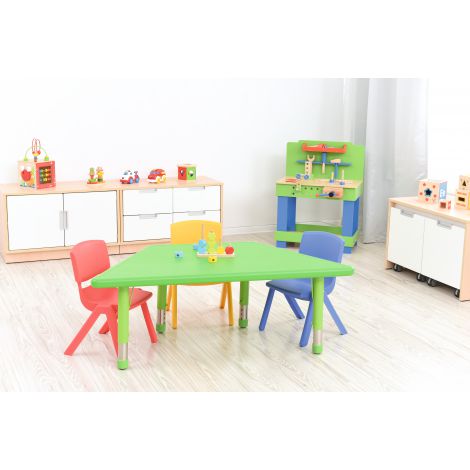 Masa trapezoidala reglabila din plastic pentru gradinita, 40-60 cm, verde - poza 2
