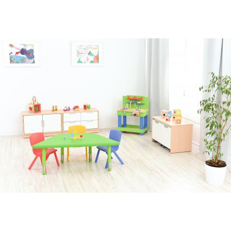 Masa trapezoidala reglabila din plastic pentru gradinita, 40-60 cm, verde - poza 3