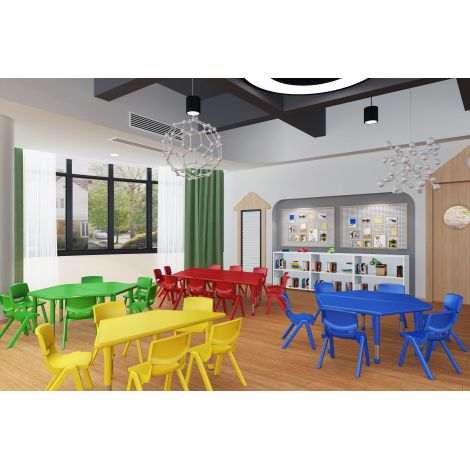 Masa trapezoidala rosie din plastic reglabila marimea 1-3 pentru gradinita - poza 4