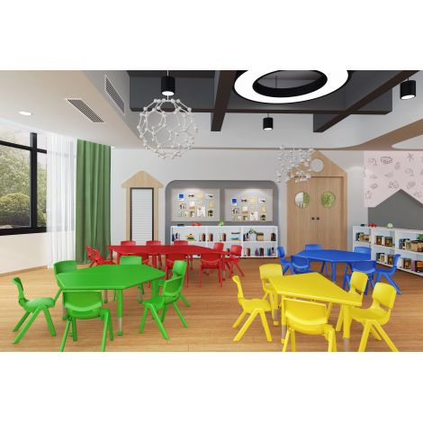 Masa trapezoidala verde din plastic reglabila marimea 1-3 pentru gradinita - poza 2